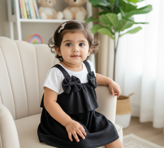 Elegant Bow Detail Baby Girl Dress