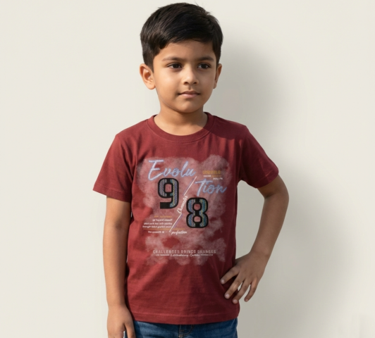 Boys Graphic Printed Cotton T-Shirt-"Evolution 98"