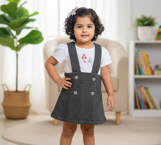 Baby Girl Pinafore Dress with White Top