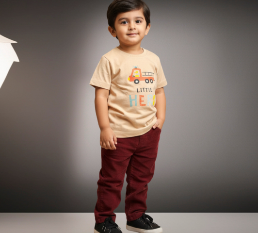 Boys Little Hero Printed T-Shirt & Pant Set