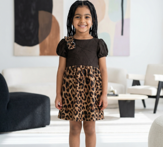 Wild Chic Leopard Print Girls Dress