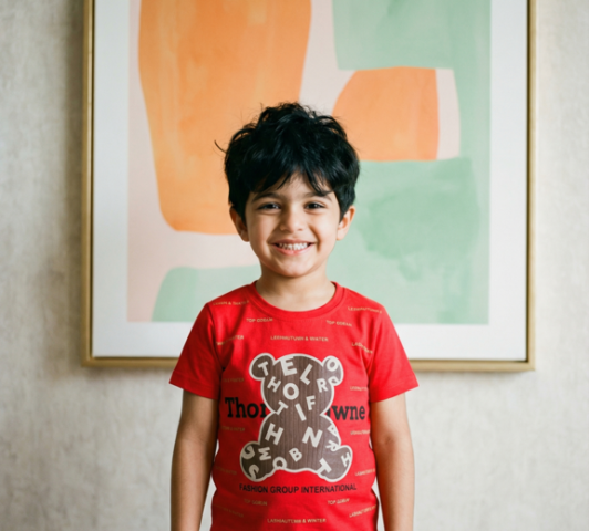 Red Graphic T-Shirt – Fun Globe Print Tee for Boys