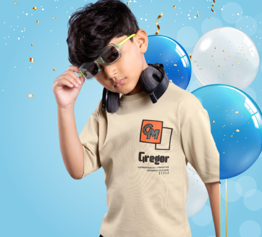 Boys Beige Graphic T-Shirt – Gregor Style Print