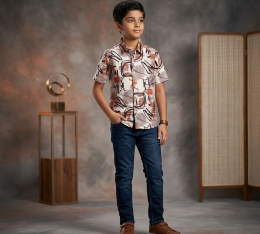 Urban Sketch Abstract Shirt "Toasted Cedar & Charcoal Edition"