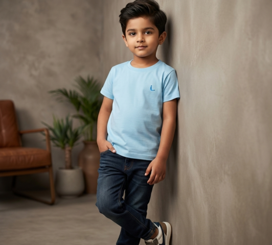 SoftBlush Everyday Comfort Tee - 1-2 Yrs, Sky Blue