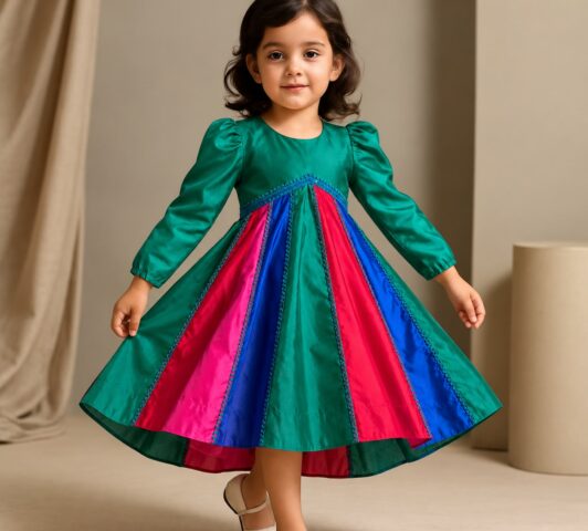 Seraphina Colorblock Twirl Dress - 1-2 Yrs, Green